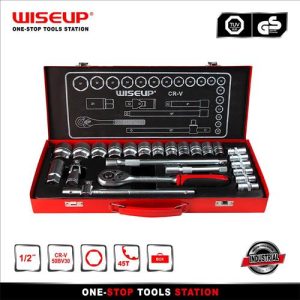 JUEGO 24PCS DADOS Y CRIQUET 1/2" CAJ/MET WISEUP