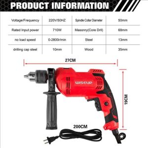 TALADRO 13MM C/PERCUTOR 710W WISEUP
