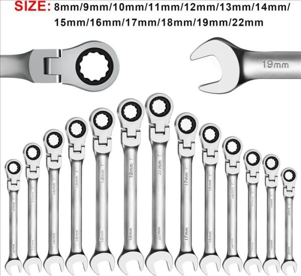 LLAVE COMBINADA CABEZA FLEX C/CRIQUET 10MM WISEUP - Imagen 2