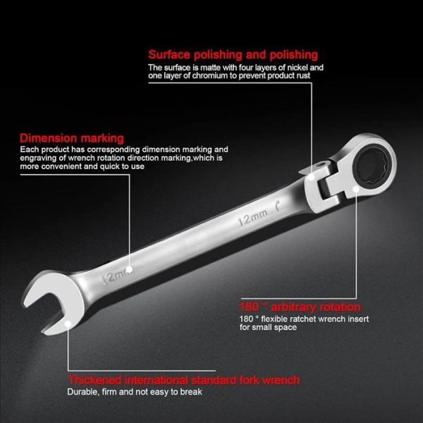 LLAVE COMBINADA CABEZA FLEX C/CRIQUET 17MM WISEUP - Imagen 2