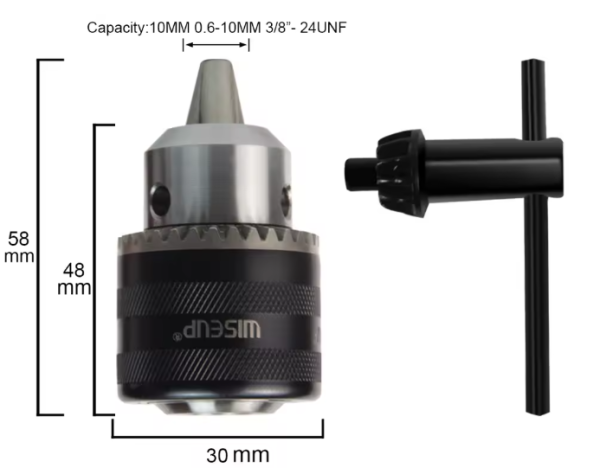 MANDRIL 10MM CON ROSCA C/LLAVE WISEUP