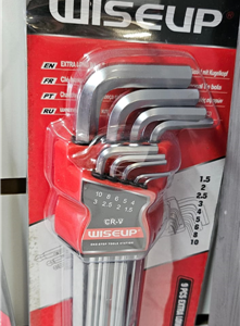 JUEGO LLAVES HEX ALLEN "L" 9PCS C/BOLA WISEUP